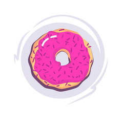 Vector donut icon. Sugar donut illustration. Donut with topping. Donut for bakery menu. Cafe donut. Glazed cool donut.