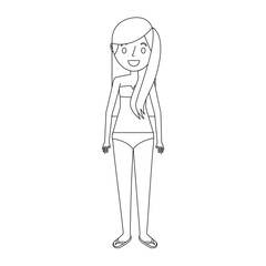 woman mother wear swimsuit and flip flops vector illustration