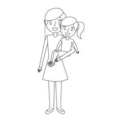 mom carrying her little daughter vector illustration