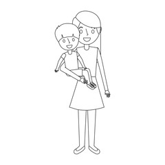 mother carrying her little boy vector illustration