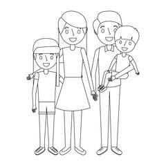 family together parents with daughter son vector illustration