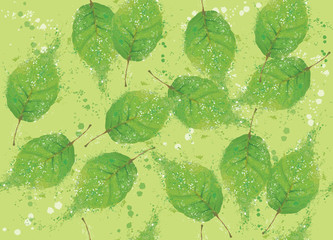 Vector abstract, spring green leaves, seamless  background.