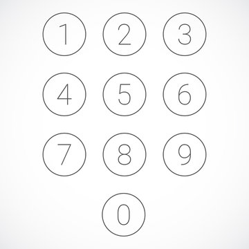 Set Of 0-9 Numbers. Gray Number Icons