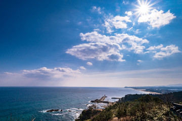 Landscape with sea and clouds.