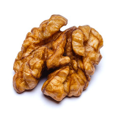 Walnut peeled isolated on white background. Clipping path