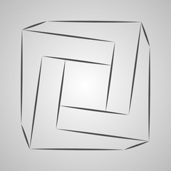 Sketch paradox square. Vector tetragon. Penrose shape on gray background