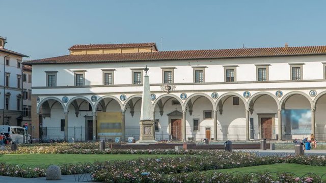 View of Public Square of Santa Maria Novella timelapse - one of the more important public squares in Florence.