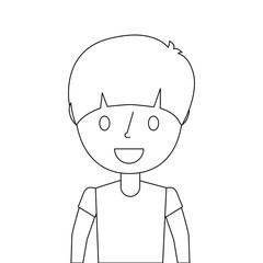 happy cartoon boy young character portrait vector illustration outline