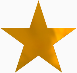 Christmas star golden - simple 5 point star - isolated on white