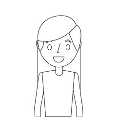 portrait cartoon woman smiling character vector illustration outline