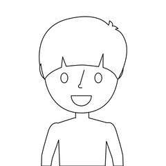 Obraz na płótnie Canvas young boy portrait smiling cartoon vector illustration outline