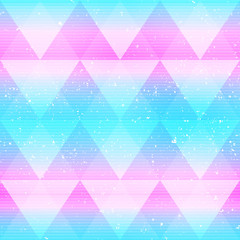 Bright triangles seamless pattern with grunge effect