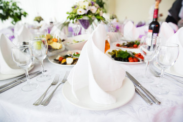 Served table in the restaurant