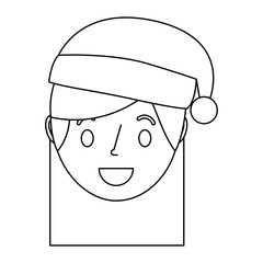 Obraz na płótnie Canvas little girl smiling wearing christmas hat vector illustration outline