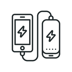 Power Bank Battery Phone Charger Minimalistic Flat Line Outline Stroke Icon Pictogram Symbol