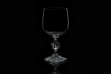 glass wine glass isolated on a black background