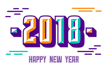 Vector 2018 Text Design retro style. for presentations, flyers, calendars, leaflets, postcards and posters. Vector illustration