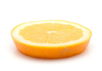 One orange sliced circle isolated on white background.