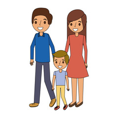 family father mother and son together standing vector illustration