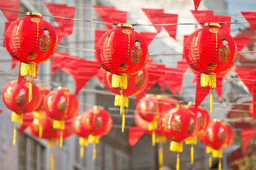 Fototapeta premium Chinese new year lanterns in china town.