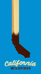 Illustration of idea of California being destroyed by wildfires.