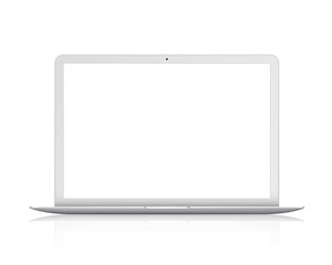 Laptop front view. Notebook. Realistic isolated model - vector stock.