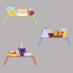 breakfast on a tray set vector illustration