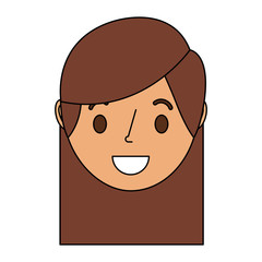 smiling young face girl cartoon female vector illustration