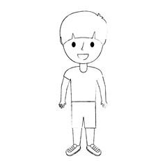 young little boy male character standing vector illustration