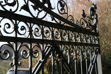 Metal curly fence in the park