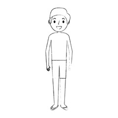 young dad wearing swimsuit and sandals vector illustration