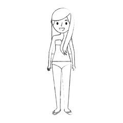 woman mother wear swimsuit and flip flops vector illustration