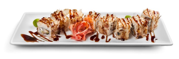 Maki-sushi on black plate