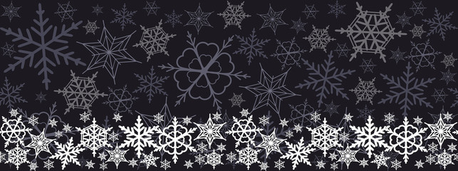 Christmas seamless horizontal pattern. colorful snowflakes
