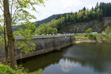 Fototapeta na wymiar Old dam of the Elbe Reservoir near Spindleruv mlyn, Czech Republic