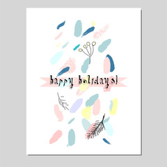 Merry Christmas Unusual Trendy Cards collection. Creative hand drawn textures. Contemporary art. Cute design for greeting card, invitations, covers, posters, headers, banners, postcards