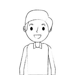 cartoon smiling man young character portrait vector illustration sketch