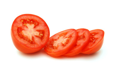 Tomato vegetable parts isolated on white background