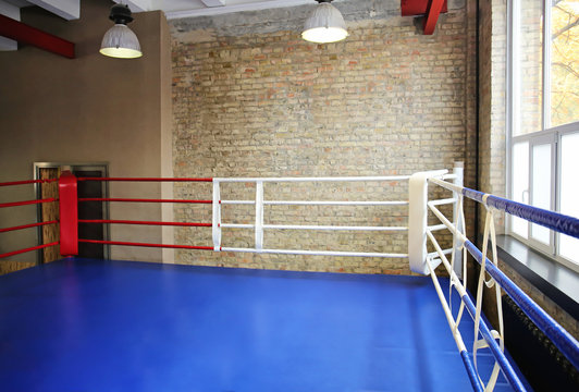 View Of Empty Boxing Ring In Gym