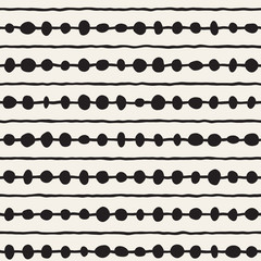 Hand drawn style ethnic seamless pattern. Abstract geometric shapes in black and white.