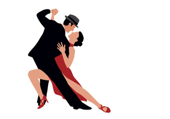 danse - tango - danser - danseurs - couple - danseuse - danseur - partenaire - silhouette - obrazy, fototapety, plakaty