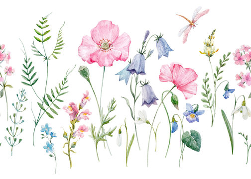 Watercolor floral composition