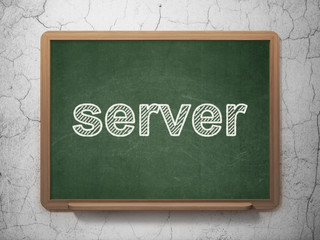 Web design concept: text Server on Green chalkboard on grunge wall background, 3D rendering