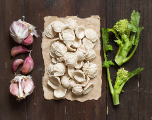 Fresh italian pasta orecchiette