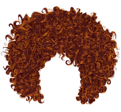 trendy curly  red ginger hair  . realistic  3d . spherical hairstyle . fashion beauty style .