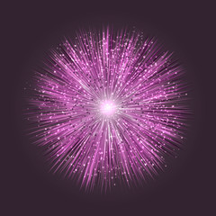 Explosion on lilac background.