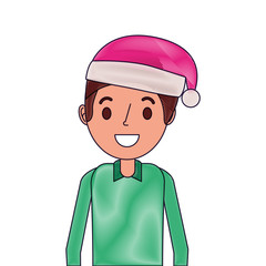 cartoon smiling man young with christmas hat