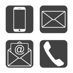 Contact icons - simple flat design isolated on white background, vector