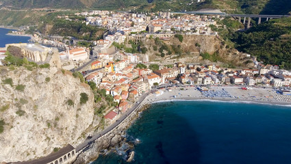 Fototapeta premium Aerial view of Scilla, Calbria coastline, Italy