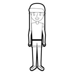 young girl kid character standing cartoon vector illustration